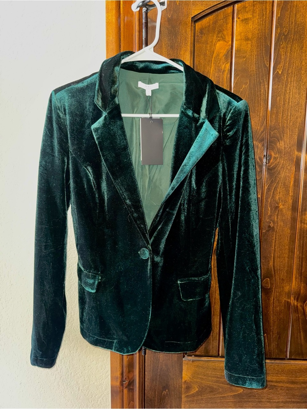 Women's Velvet Blazer Jacket - Deep Green